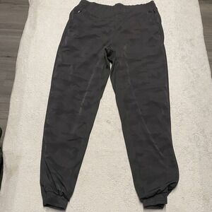 Athleta Brooklyn Jogger Pants 10 Black Camo Lined Active Gym Stretch Waist